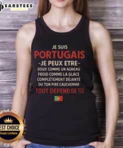 Funny Je Suis Portugais Quote Tank Top featuring a humorous design celebrating Portuguese culture. Perfect for summer wear!