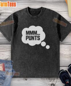 Funny MMM Punts washed t-shirt featuring a humorous graphic design, perfect for casual wear and fun occasions.