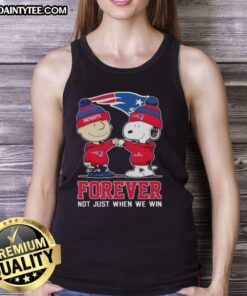 Alt Text: Funny New England Patriots X Charlie Brown tank top featuring Snoopy, perfect for fans celebrating every game.