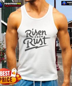 Funny Risen From Rust Buffalo Bills tank top featuring a playful design for sports fans and casual wear enthusiasts.