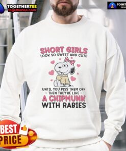 Alt Text: Funny Snoopy wearing pink bow on a sweatshirt, showcasing short girls' sweet and cute style, perfect for casual wear.