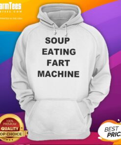 Funny Soup Eating Fart Machine Hoodie with a colorful design featuring a playful graphic of a soup bowl and fart sound effects.