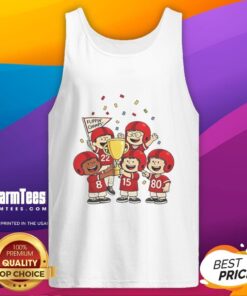 Funny Peanuts Flippin Champs tank top featuring playful cartoon characters from Peanuts comic strip.