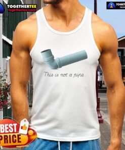 Funny 'This Is Not A Pipe' meme tank top featuring a humorous design, perfect for casual wear and art lovers.