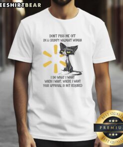 Alt Text: Funny tired cat graphic on a Don't Piss Me Off T-shirt, perfect for grumpy Walmart woman with attitude.