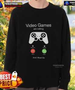 Cozy sweatshirt featuring 'Funny Video Games Are Calling And I Must Go' design, perfect for gamers and casual wear.