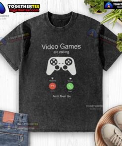 Funny video games are calling and I must go washed t-shirt design featuring playful graphics and vibrant colors.