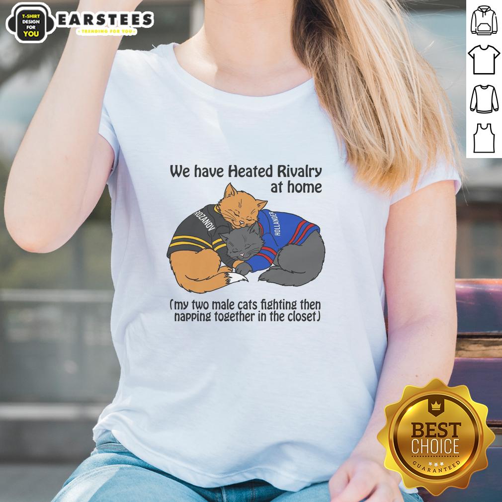 funny-we-have-heated-rivalry-at-home-my-two-male-cats-fighting-then-napping-together-in-the-closet-ladies-tee Two male cats playfully fighting and then napping together in a closet, showcasing their funny rivalry at home.