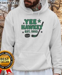 Funny Yee Hawkey Hockey Est 1993 hoodie featuring a playful design, perfect for hockey fans and casual wear.