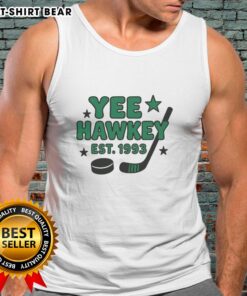 Funny Yee Hawkey Hockey tank top established in 1993, showcasing a playful design perfect for hockey fans and summer fun.