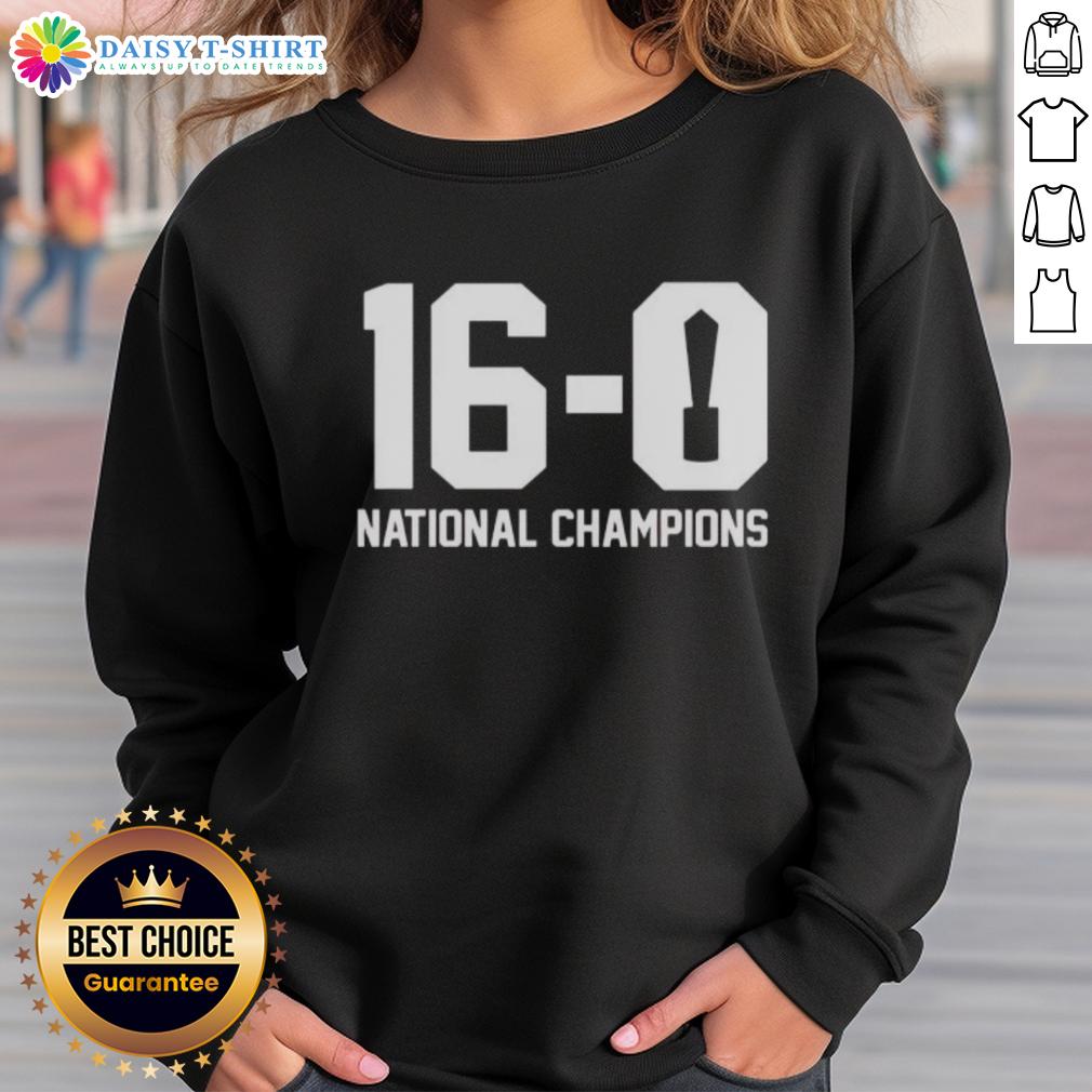 Good 16 0 National Champions 2025 Indiana Hoosiers Sweatshirt Indiana Hoosiers National Champions 2025 sweatshirt, celebrating the team's victory with bold graphics and vibrant colors.