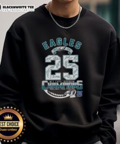 2025 NFC East Division Champions Philadelphia Eagles sweatshirt featuring all signatures, perfect for fans and collectors.