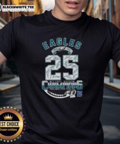 2025 NFC East Division Champions Philadelphia Eagles T-shirt featuring all team signatures, perfect for fans.