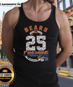 Chicago Bears NFC North Division Champions tank top signed by players, showcasing team pride and 2025 victory.