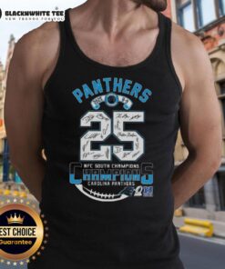 Carolina Panthers NFC South Division Champions 2025 tank top featuring all signatures of the team members.