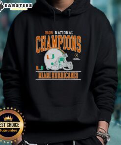 2025 CFP National Champions Miami Hurricanes football hoodie featuring team logo and vibrant colors.