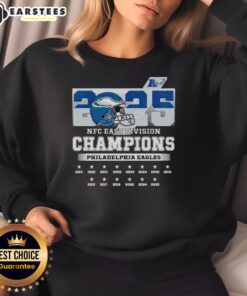 2025 NFC East Division Champions Philadelphia Eagles sweatshirt in team colors, perfect for fans celebrating the victory.