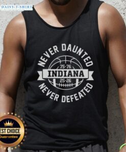 Indiana Hoosiers tank top celebrating 'Good 50 Years in the Making: Never Daunted, Never Defeated' 2025 National Champions.