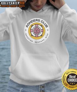 Good Adhders Club Redefine Reshape Rise logo hoodie in vibrant red, perfect for stylish streetwear enthusiasts.