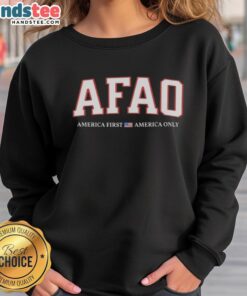 Good Afao America First America Only Sweatshirt in navy blue, featuring bold patriotic text design, perfect for casual wear.