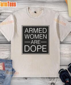 Alt Text: Good Alicia Garcia Armed Women Are Dope washed t-shirt featuring a bold graphic design and stylish fit.