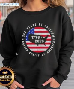 Good American Freedom 250th Anniversary sweatshirt featuring a US map design, celebrating 1776-2026.