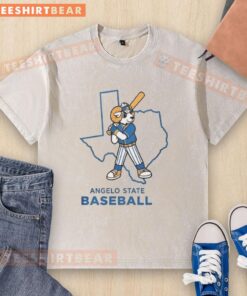 Good Angelo State Baseball 2026 mascot washed t-shirt featuring a vibrant design and comfortable fit for fans.