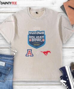 Good Arizona Wildcats vs SMU Mustangs 2026 Trust and Will Holiday Bowl washed t-shirt featuring team logos and vibrant colors.