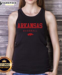 Good Arkansas Razorback Baseball wordmark and logo tank top featuring bold graphics and sporty design for fans.