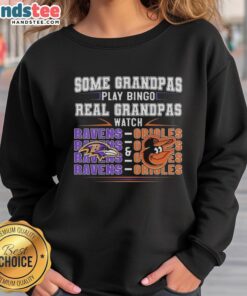Good Baltimore Ravens and Baltimore Orioles sweatshirt for grandmas who prefer watching games over playing bingo.