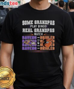 Good Baltimore Ravens and Orioles T-shirt: 'Real Grandmas Watch Bingo' design for sports-loving grandmothers.