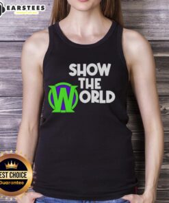 Good Becca Wiley Show The World tank top featuring a vibrant design and stylish fit, perfect for casual wear.
