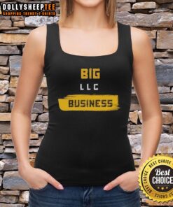 Model wearing a gold tank top from Good Big Business Corp LLC, showcasing stylish summer fashion for big business enthusiasts.