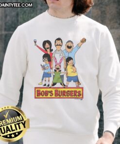 Cozy Good Bobs Burgers sweatshirt featuring vibrant graphics, perfect for fans of the popular animated series.