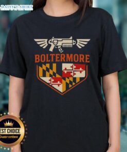 Good Boltermore Warhammer X Maryland Flag Logo Ladies Tee featuring a stylish design and vibrant colors.