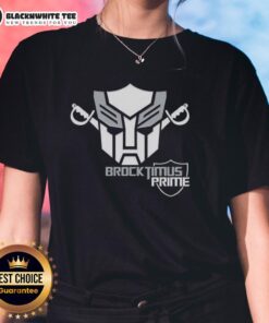 Good Brock Optimus Prime Transformer parody logo on a ladies tee, featuring Las Vegas Raiders-inspired design.