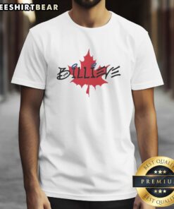 Good Buffalo Bills Billieve Super Bowl t-shirt featuring a maple leaf, perfect for Canadian fans celebrating football.
