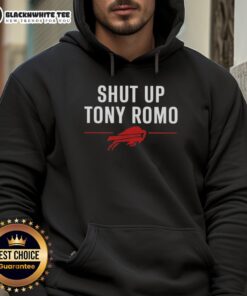 Good Buffalo Bills Shut Up Tony Romo Hoodie featuring bold graphics, perfect for passionate Bills fans and game day wear.
