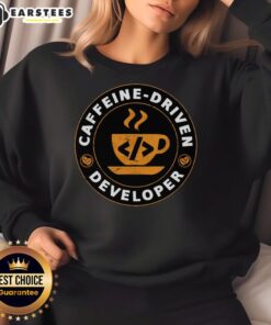 Cozy Good Caffeine Driven Developer sweatshirt featuring a modern design, perfect for tech enthusiasts and programmers.