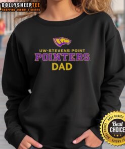 Alt Text: UW Stevens Point Pointers Dad logo sweatshirt in vibrant colors, perfect for proud university supporters.