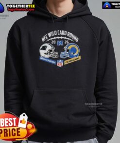 Good Carolina Panthers vs Los Angeles Rams NFC Wild Card Round hoodie featuring team helmets and vibrant colors.