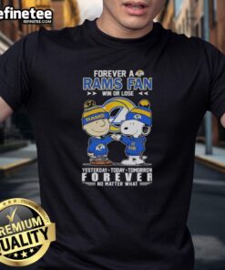 Good Charlie Brown fist bump with Snoopy, celebrating Rams fandom on a 'Win or Lose' t-shirt for passionate fans.