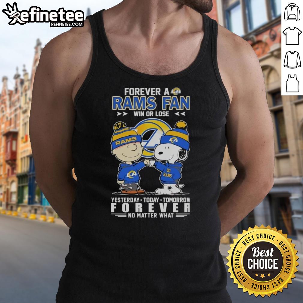 good-charlie-brown-fist-bump-snoopy-forever-a-los-angeles-rams-fan-win-or-lose-no-matter-what-tank-top Good Charlie Brown fist bump with Snoopy, celebrating Rams fandom in a tank top, win or lose, for loyal fans.