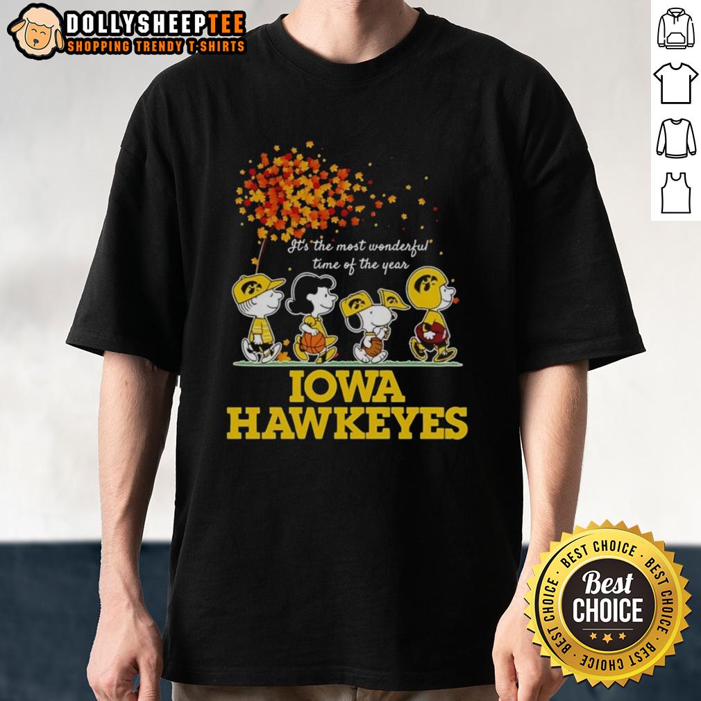 Good Charlie Brown Sally Brown Snoopy Woodstock Iowa Hawkeyes It's The Most Wonderful Time Of The Year T-Shirt Good Charlie Brown, Sally Brown, Snoopy, and Woodstock on Iowa Hawkeyes T-shirt for 'It's The Most Wonderful Time Of The Year'