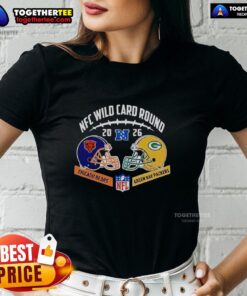 Chicago Bears vs Green Bay Packers NFC Wild Card Game helmet matchup on a stylish ladies tee shirt.