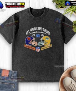 Alt Text: Chicago Bears vs Green Bay Packers NFC Wild Card Game helmet matchup on a washed t-shirt, showcasing team spirit.