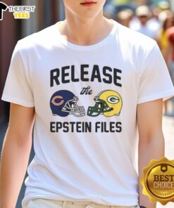 Chicago Bears vs Green Bay Packers T-Shirt featuring 'Release The Epstein Files' design, perfect for NFL fans.