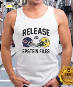Good Chicago Bears vs Green Bay Packers 'Release The Epstein Files' tank top featuring bold graphics and team colors.
