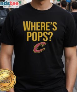 Alt Text: Cleveland Cavaliers Basketball big logo t-shirt featuring 'Where's Pops' design, perfect for fans and collectors.