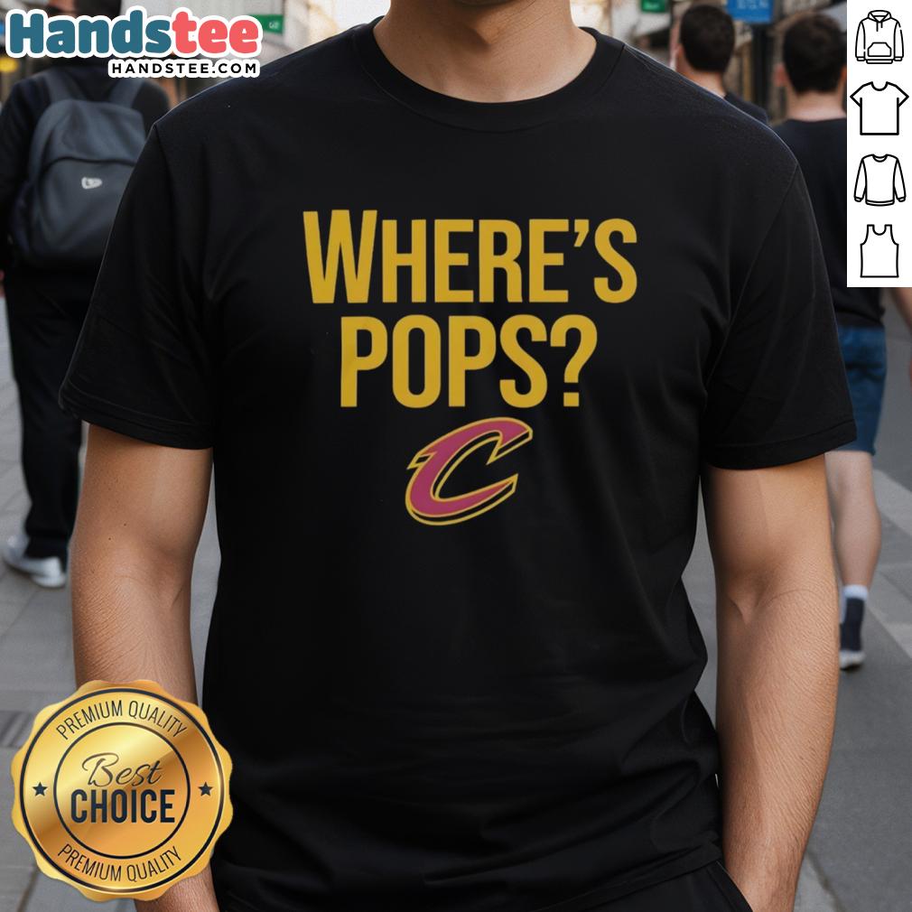 good-cleveland-cavaliers-basketball-big-logo-wheres-pops-t-shirt Alt Text: Cleveland Cavaliers Basketball big logo t-shirt featuring 'Where's Pops' design, perfect for fans and collectors.